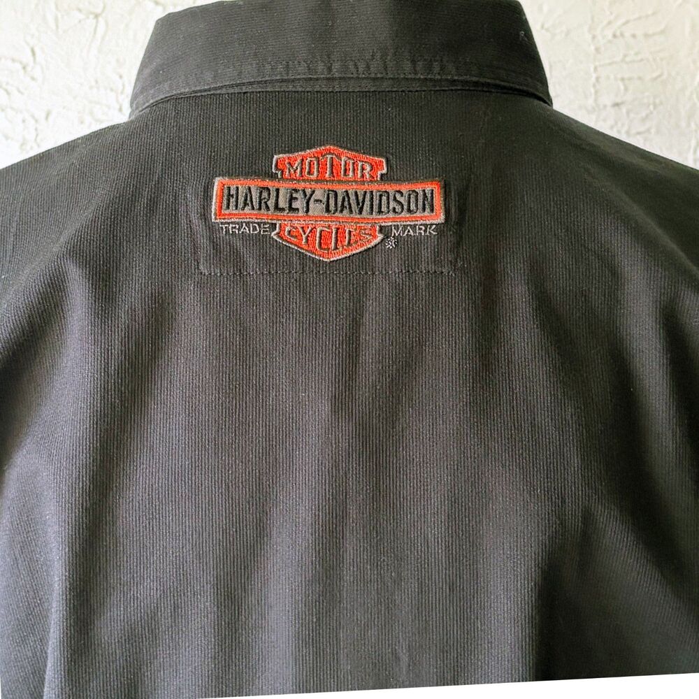 Harley-Davidson Black Button Front Shirt Men’s Medium Logo Embroidery